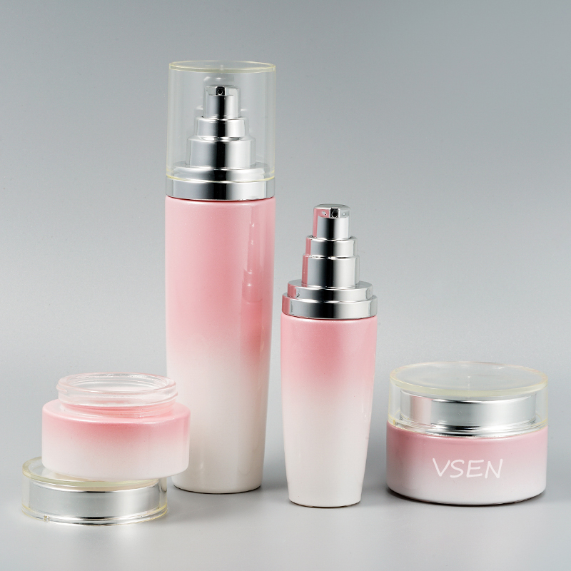 粉红色面霜瓶子私人定制 化妆品玻璃瓶新款50g膏(图1)